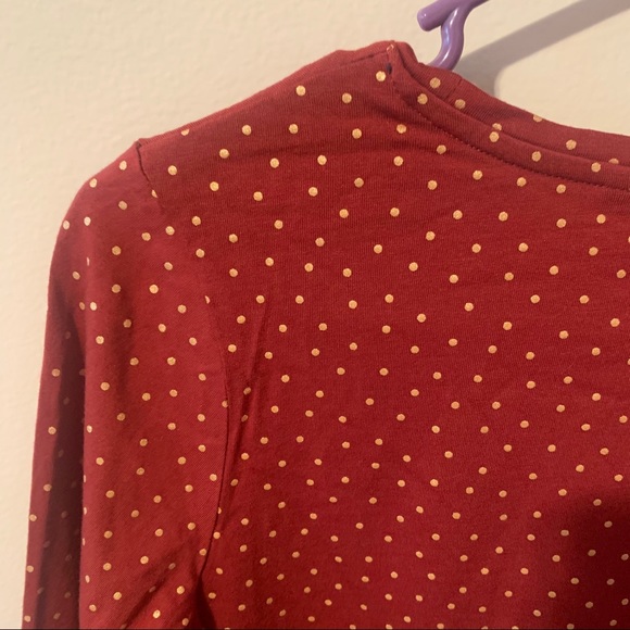 Boden Orange & Gold Polka Dot Long Sleeve Top-XS - Picture 5 of 5